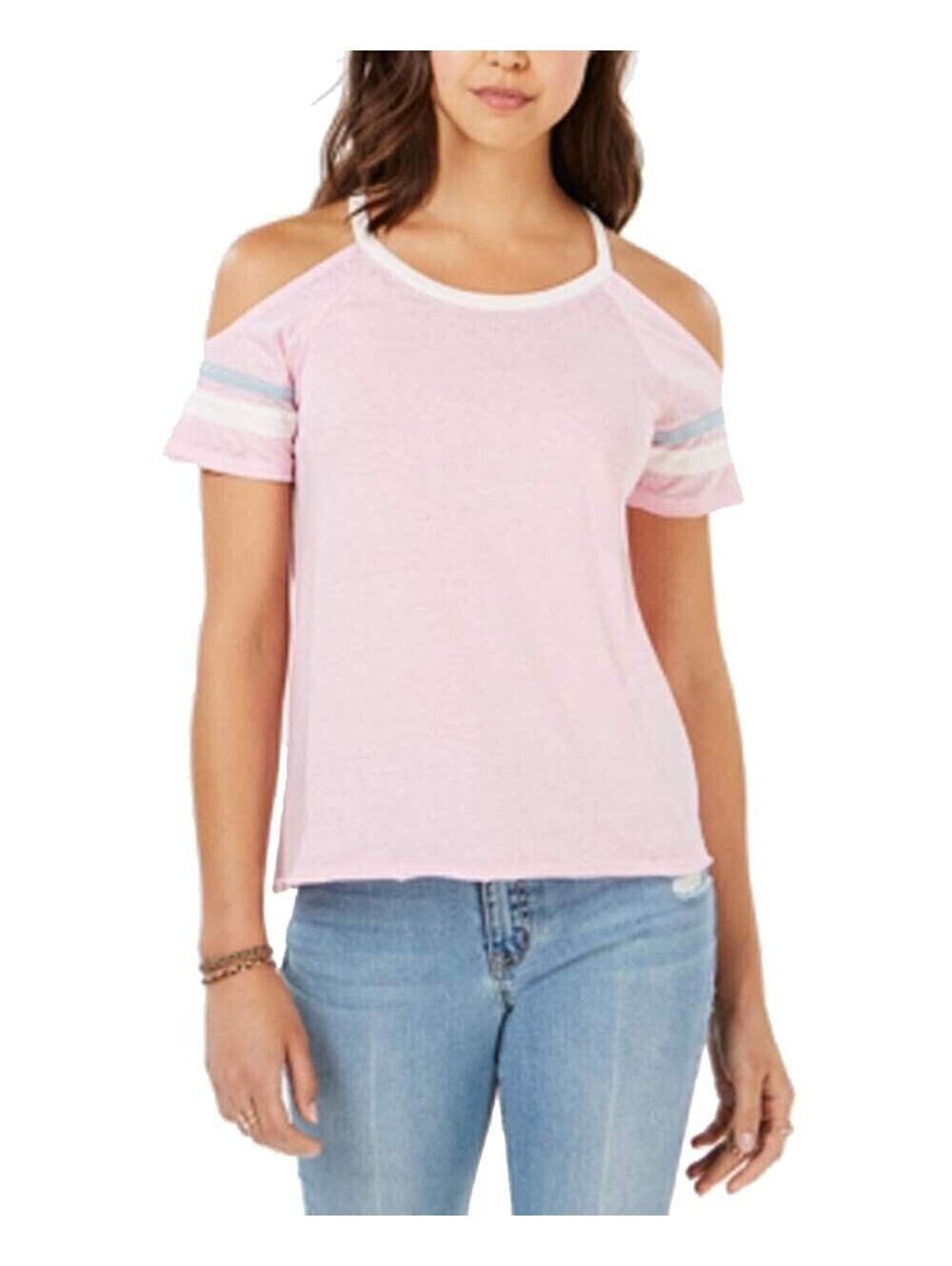 Hippie Rose Juniors Cold-Shoulder Football T-Shirt Size XL